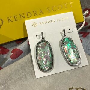 Kendra Scott Mint Green Iridescent Earrings in Silver